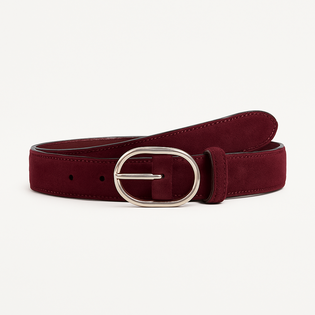 Burgundy Suede Belt - Amershaw Belts